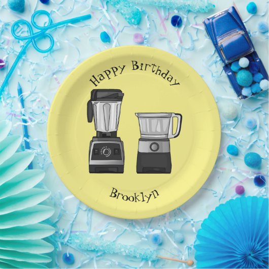 Cartoon-Abbildung für Lebensmittelprozessoren und Pappteller (Party)