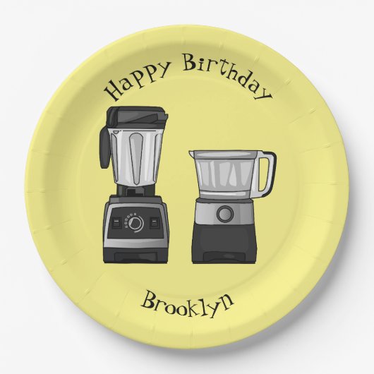 Cartoon-Abbildung für Lebensmittelprozessoren und Pappteller (Vorderseite)