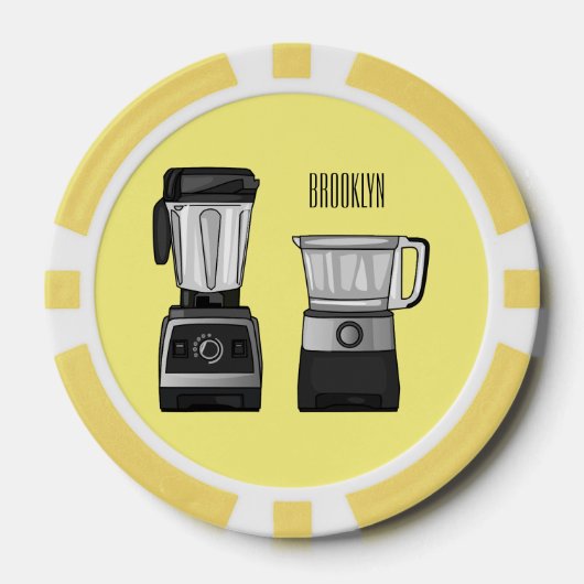 Cartoon-Abbildung für Lebensmittelprozessoren und  Pokerchips (Vorderseite)