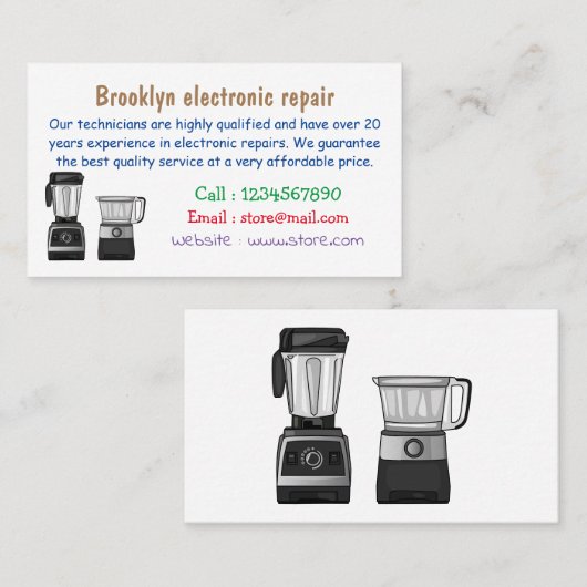 Cartoon-Abbildung für Lebensmittelprozessoren und  Visitenkarte (Vorne/Hinten)