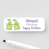 Cartoon-Abbildung für niedliches Birnpaar Namensschild (Beispiel)