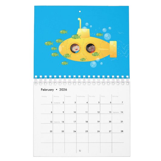 Cartoon-Abbildung Kalender (Feb 2026)