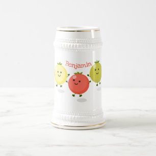 Cartoon-Abbildung niedlicher Kirschtomaten Bierglas