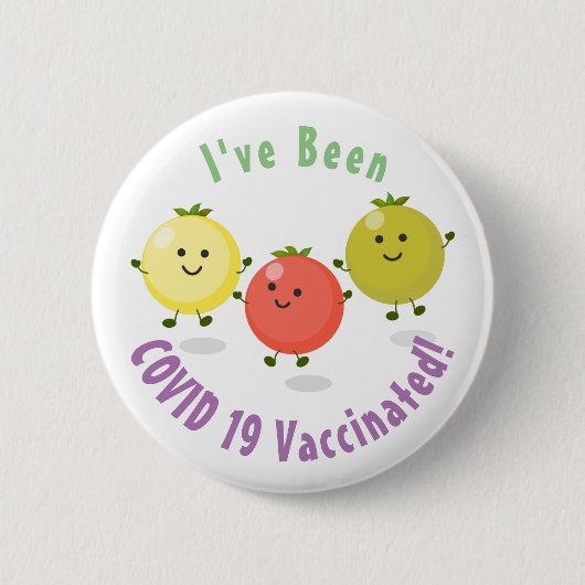 Cartoon-Abbildung niedlicher Kirschtomaten Button (Vorderseite)