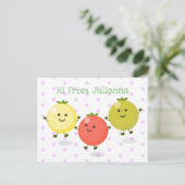 Cartoon-Abbildung niedlicher Kirschtomaten Postkarte (Stehend Vorderseite)