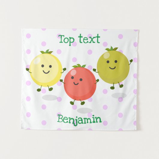 Cartoon-Abbildung niedlicher Kirschtomaten Wandteppich (Vorderseite (Horizontal))