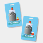 Cartoon-Abbildung niedlicher Seefrachtschlepper Ausweis (Vorder- & Rückseite)