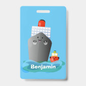 Cartoon-Abbildung niedlicher Seefrachtschlepper Ausweis (Rückseite)