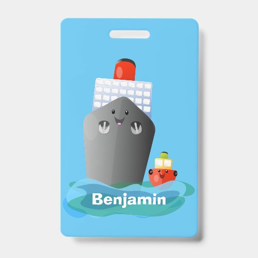 Cartoon-Abbildung niedlicher Seefrachtschlepper Ausweis (Vorderseite)