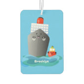 Cartoon-Abbildung niedlicher Seefrachtschlepper Autolufterfrischer (Rückseite)