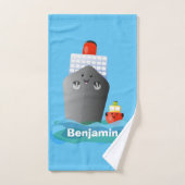 Cartoon-Abbildung niedlicher Seefrachtschlepper Badhandtuch Set (Handtuch)