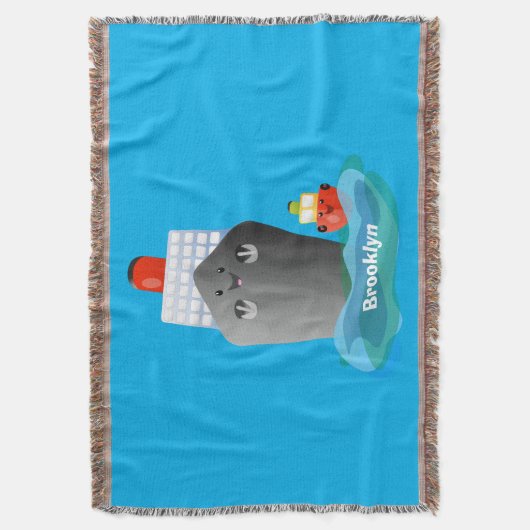 Cartoon-Abbildung niedlicher Seefrachtschlepper Decke (Vorderseite Vertikal)