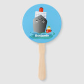 Cartoon-Abbildung niedlicher Seefrachtschlepper Fächer (Rückseite)