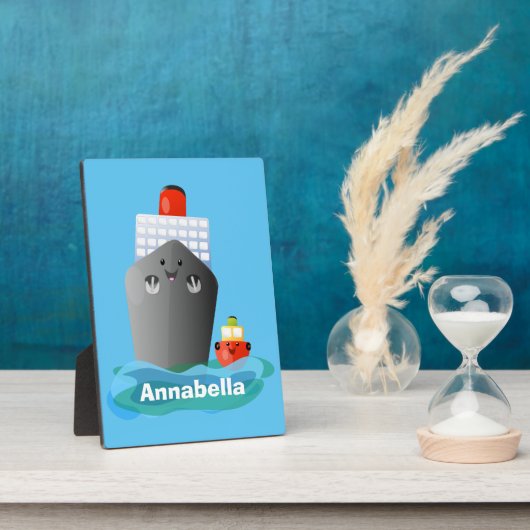 Cartoon-Abbildung niedlicher Seefrachtschlepper Fotoplatte (Seite)