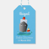 Cartoon-Abbildung niedlicher Seefrachtschlepper Geschenkanhänger (Rückseite)