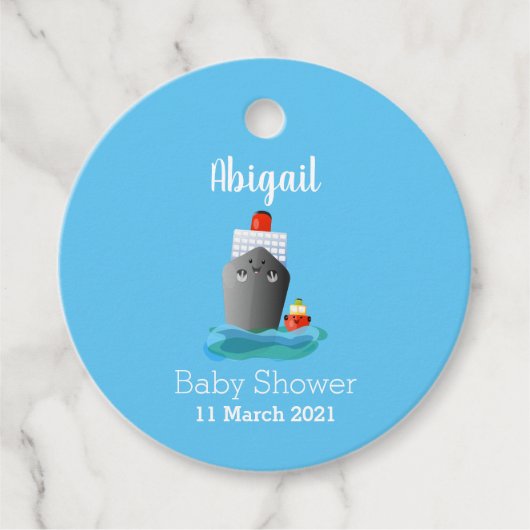 Cartoon-Abbildung niedlicher Seefrachtschlepper Geschenkanhänger (Vorderseite)