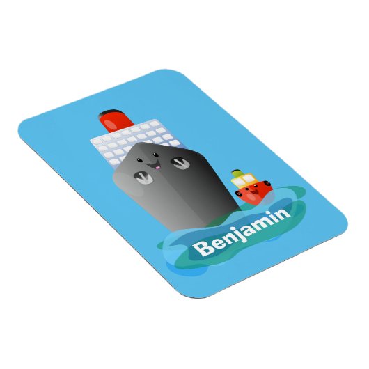 Cartoon-Abbildung niedlicher Seefrachtschlepper Magnet (Rechte Seite)