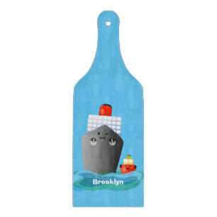 Cartoon-Abbildung niedlicher Seefrachtschlepper Schneidebrett