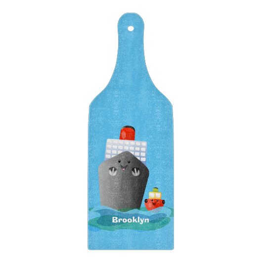 Cartoon-Abbildung niedlicher Seefrachtschlepper Schneidebrett (Vorderseite)