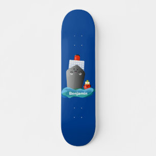 Cartoon-Abbildung niedlicher Seefrachtschlepper Skateboard