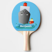Cartoon-Abbildung niedlicher Seefrachtschlepper Tischtennis Schläger (Rückseite)
