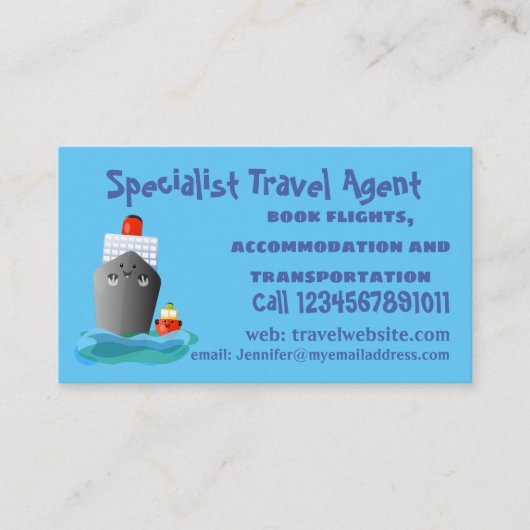 Cartoon-Abbildung niedlicher Seefrachtschlepper Visitenkarte (Vorderseite)