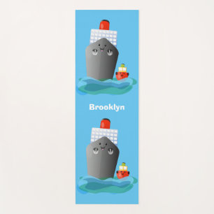 Cartoon-Abbildung niedlicher Seefrachtschlepper Yogamatte