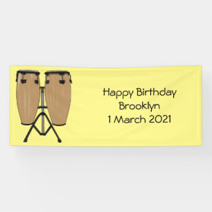 Cartoon-Abbildung von Bongo-Trommel Banner