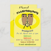 Cartoon-Abbildung von Bongo-Trommel Einladung (Vorne/Hinten)