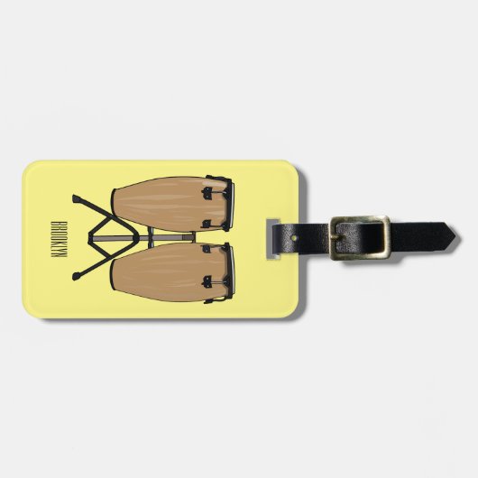 Cartoon-Abbildung von Bongo-Trommel Gepäckanhänger (Vorderseite horizontal)