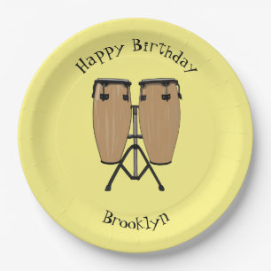 Cartoon-Abbildung von Bongo-Trommel Pappteller
