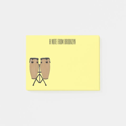 Cartoon-Abbildung von Bongo-Trommel Post-it Klebezettel (Vorderseite)