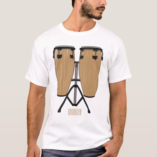 Cartoon-Abbildung von Bongo-Trommel T-Shirt (Vorderseite)