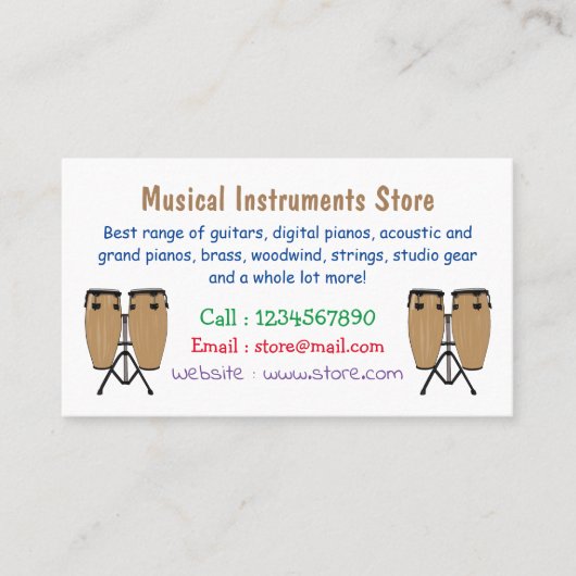 Cartoon-Abbildung von Bongo-Trommel Visitenkarte (Vorderseite)