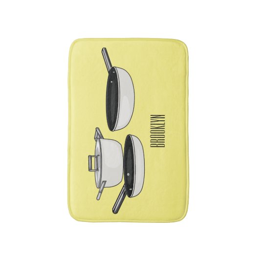 Cartoon-Abbildung von Cookware-Sets Badematte (Vorderseite Vertikal)