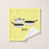 Cartoon-Abbildung von Cookware-Sets Badhandtuch Set (Waschlappen)