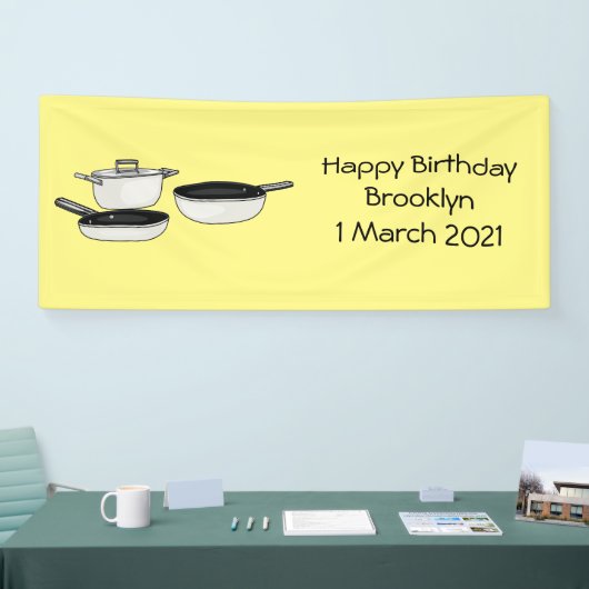 Cartoon-Abbildung von Cookware-Sets Banner (Messe)
