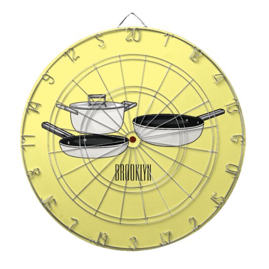 Cartoon-Abbildung von Cookware-Sets Dartscheibe (vorne)