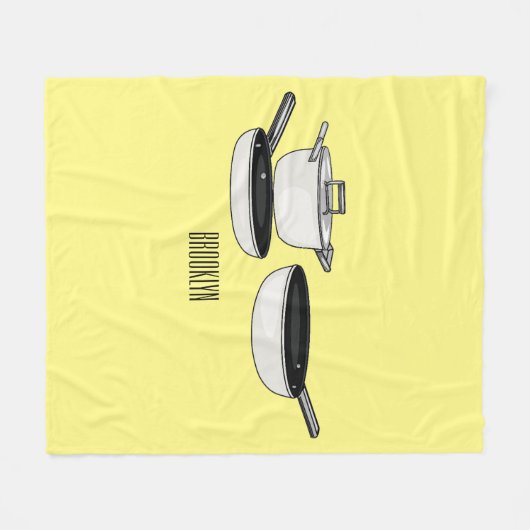 Cartoon-Abbildung von Cookware-Sets Fleecedecke (Vorderseite (Horizontal))