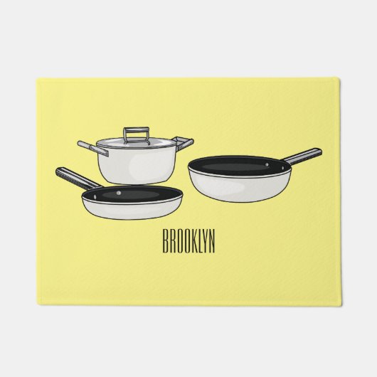 Cartoon-Abbildung von Cookware-Sets Fußmatte (Vorderseite)