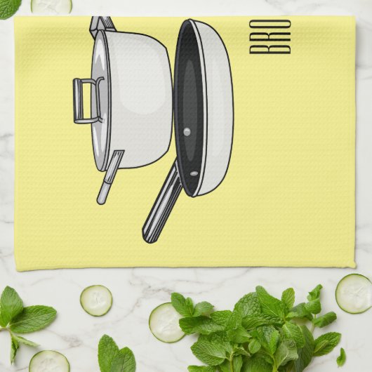 Cartoon-Abbildung von Cookware-Sets Geschirrtuch (Gefaltet)