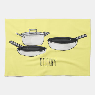 Cartoon-Abbildung von Cookware-Sets Geschirrtuch