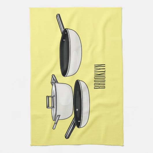 Cartoon-Abbildung von Cookware-Sets Geschirrtuch (Vertikal)
