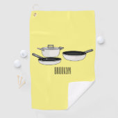 Cartoon-Abbildung von Cookware-Sets Golfhandtuch (Insitu)