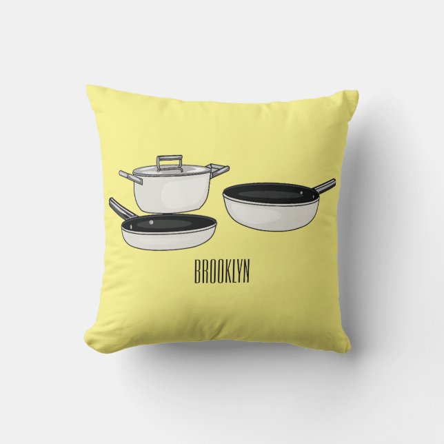Cartoon-Abbildung von Cookware-Sets Kissen (Vorderseite)
