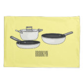 Cartoon-Abbildung von Cookware-Sets Kissenbezug (Rückseite)