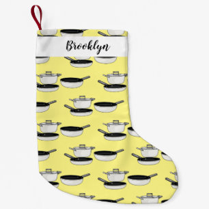 Cartoon-Abbildung von Cookware-Sets Kleiner Weihnachtsstrumpf