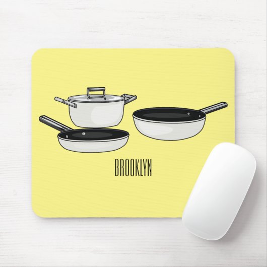 Cartoon-Abbildung von Cookware-Sets Mousepad (Mit Mouse)