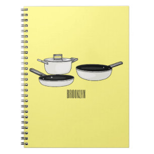 Cartoon-Abbildung von Cookware-Sets Notizblock
