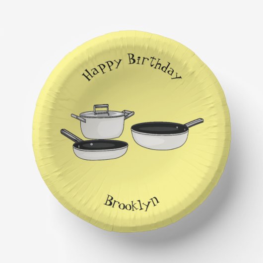 Cartoon-Abbildung von Cookware-Sets Pappteller (Vorderseite)